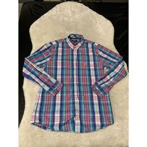 Johnnie‎ O Mens Blue Pink Button Down Long Sleeve Shirt Size XL